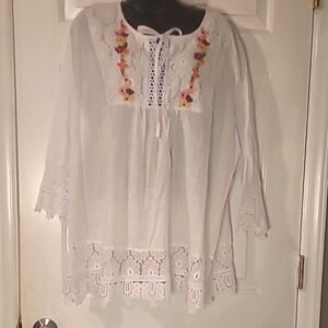 White Embroidered Lace Top